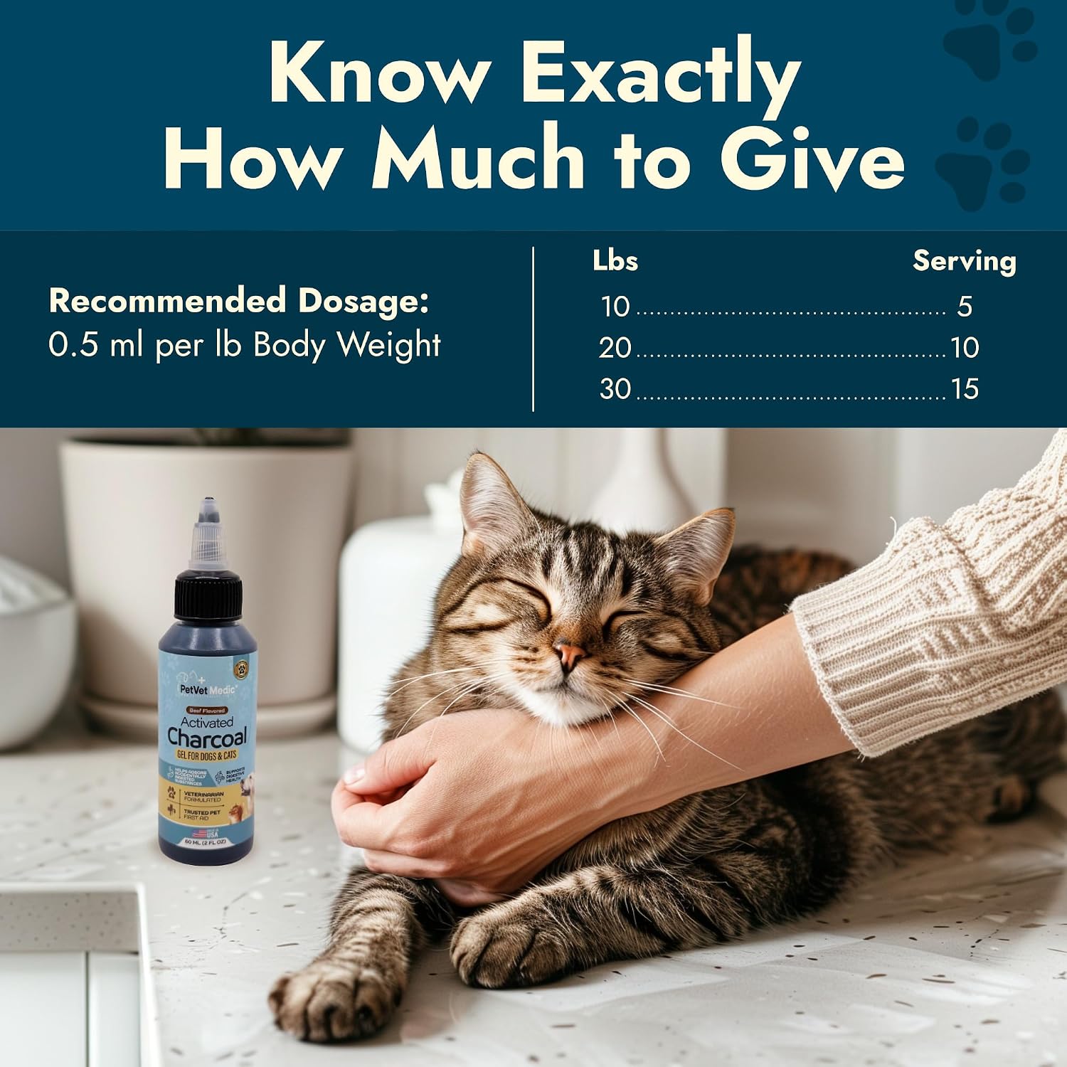 PetVet Medic activated charcoal gel packaging label detail