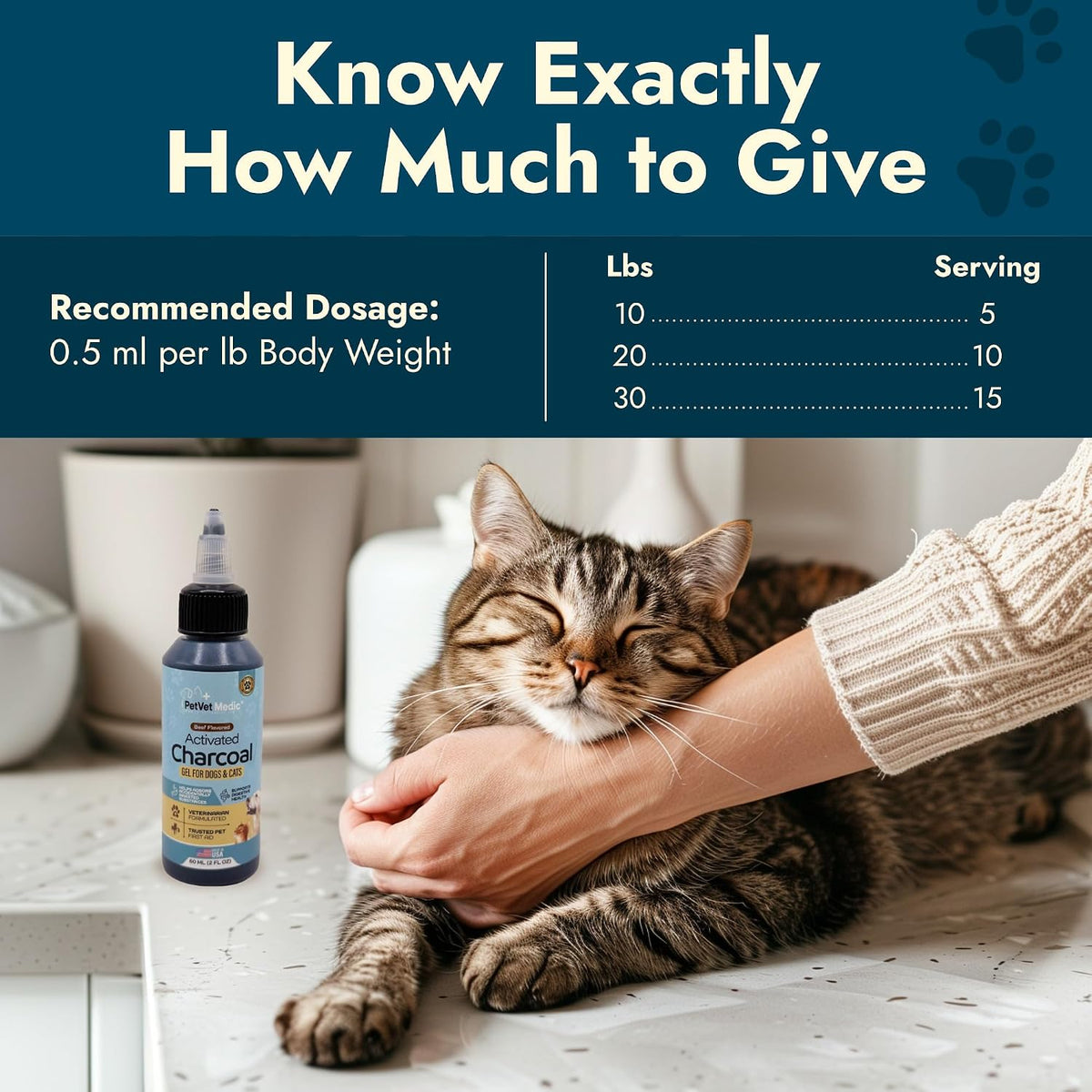 PetVet Medic activated charcoal gel packaging label detail