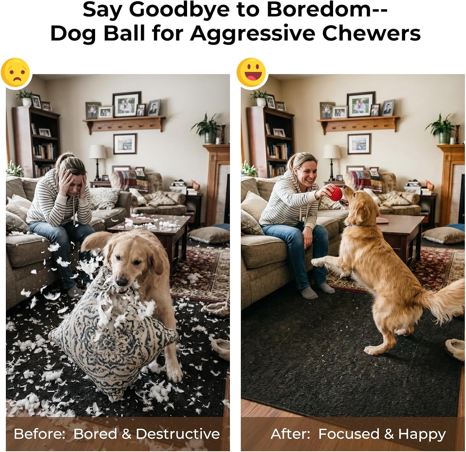 Beef-Flavored Durable Dog Ball for Aggressive Chewers, Tough Squeaky Rubber Toy for Pitbulls Large & Medium Breeds - Image 9