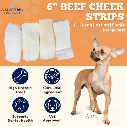 Amazing Dog Treats six inch thick cut rawhide alternative dog chew sticks close up