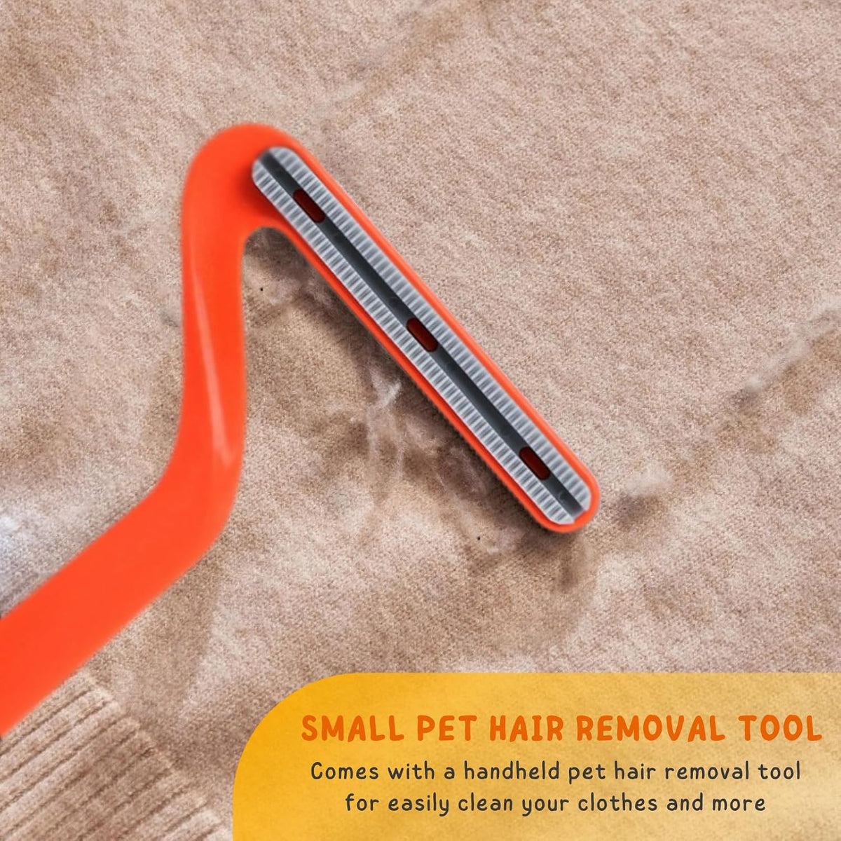 Person using KeFanta carpet rake on stairs for pet hair removal