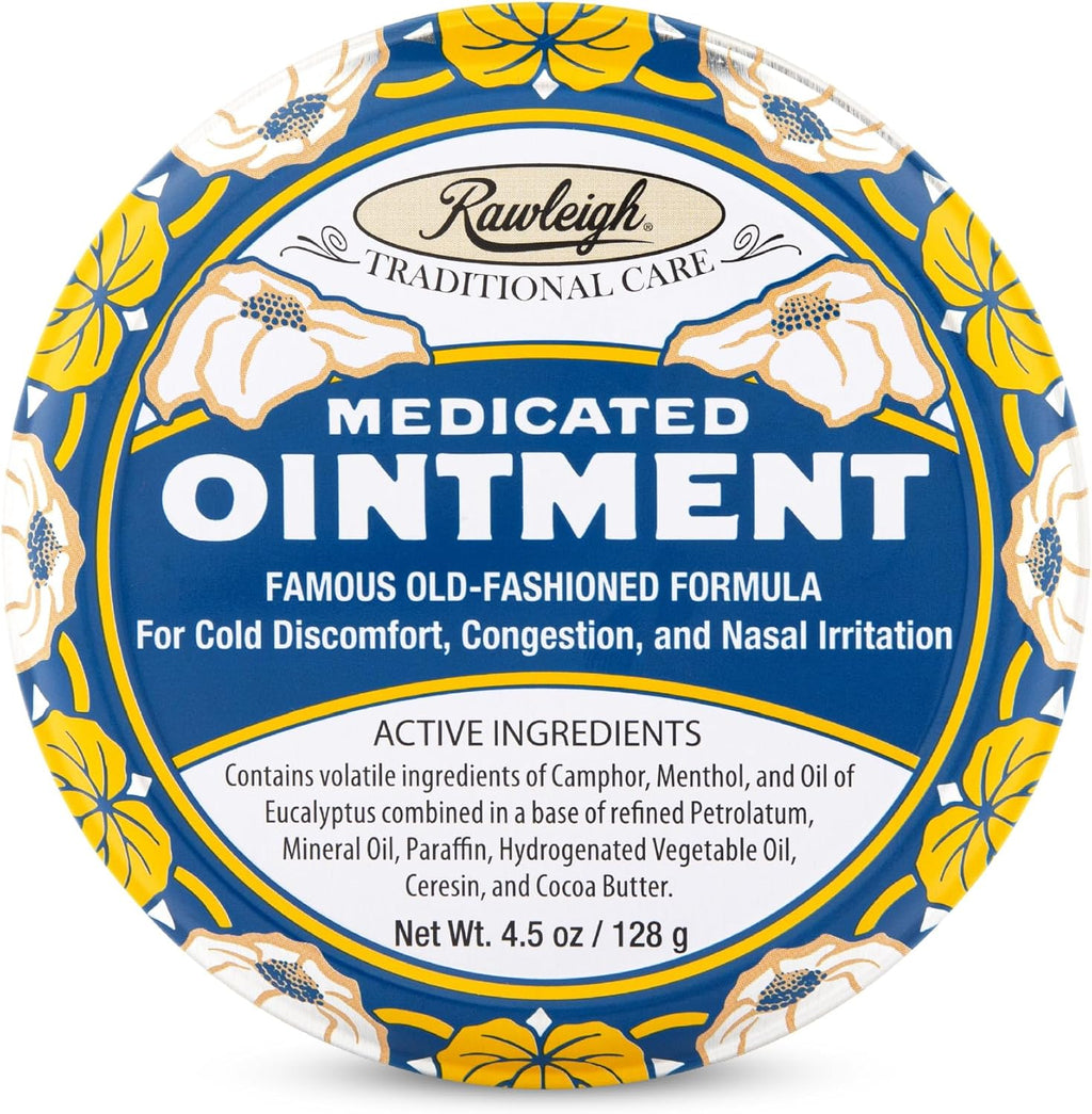 Rawleigh Medicated Ointment authentic front view of iconic blue tin chest rub