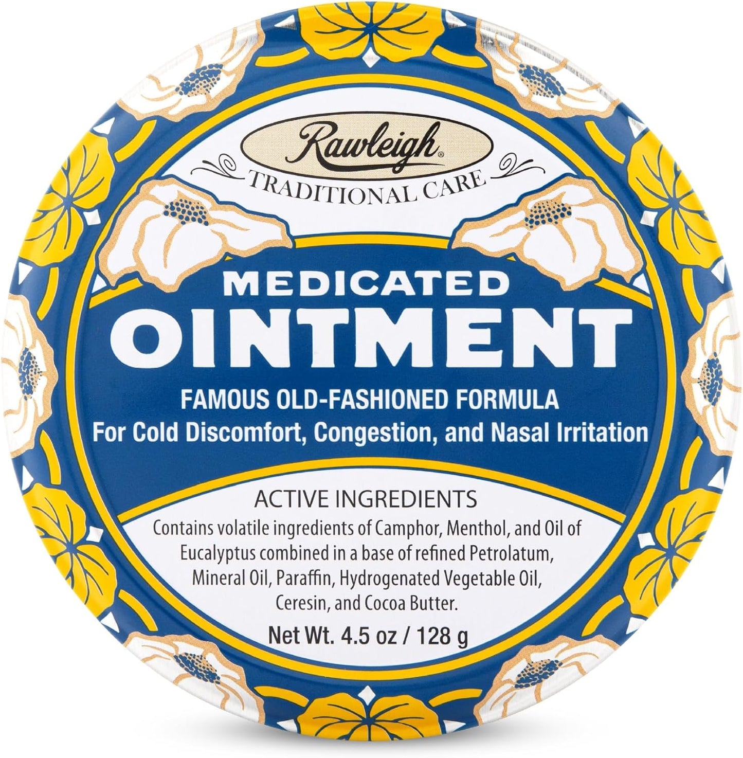 Rawleigh Medicated Ointment authentic front view of iconic blue tin chest rub