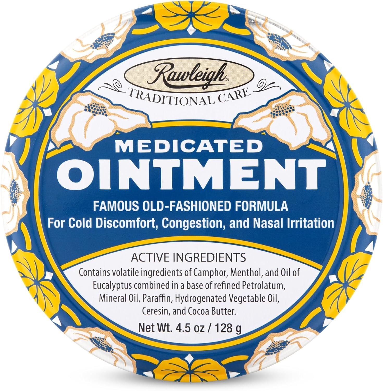 Rawleigh Medicated Ointment authentic front view of iconic blue tin chest rub