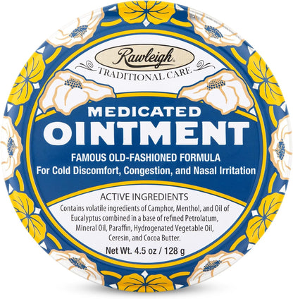 Rawleigh Medicated Ointment authentic front view of iconic blue tin chest rub
