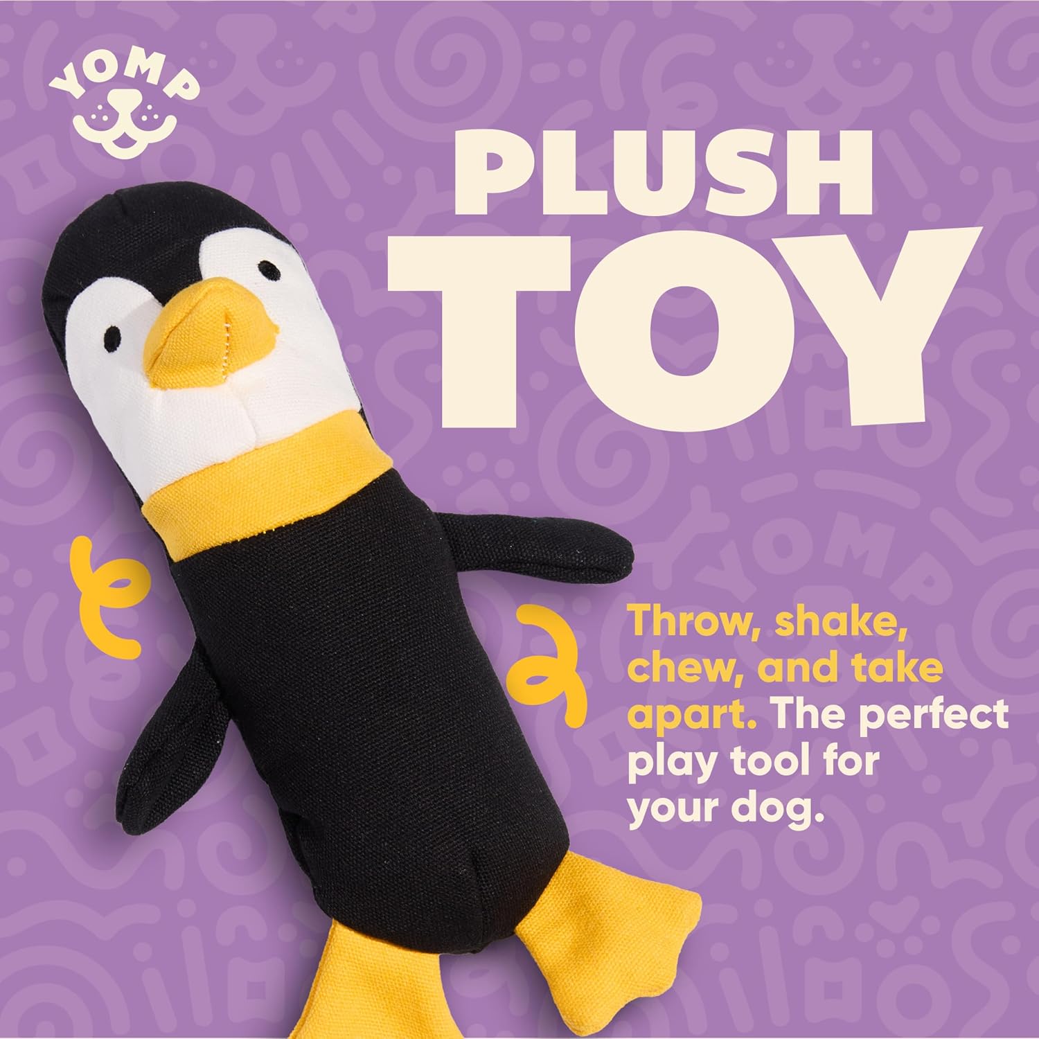 Side profile of Yomp penguin plush dog toy