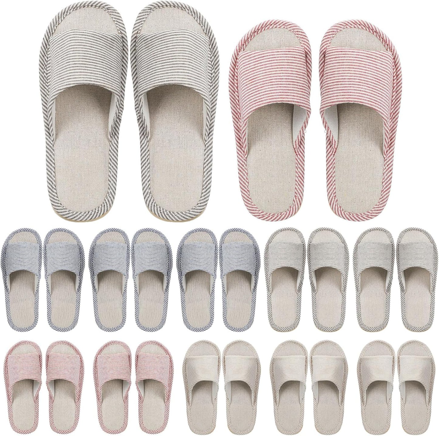 Suhine 12 pairs open toe guest spa slippers front view