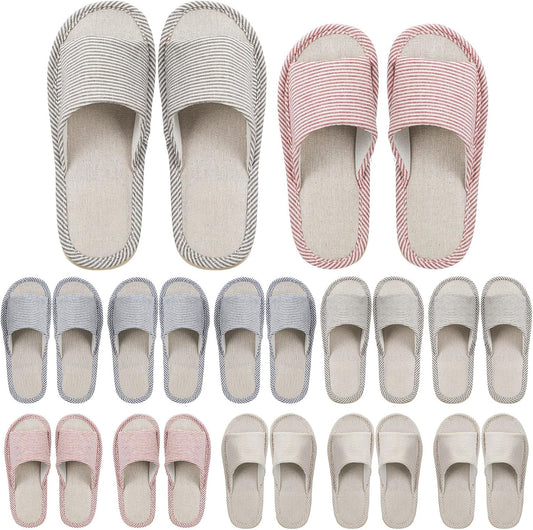 Suhine 12 pairs open toe guest spa slippers front view
