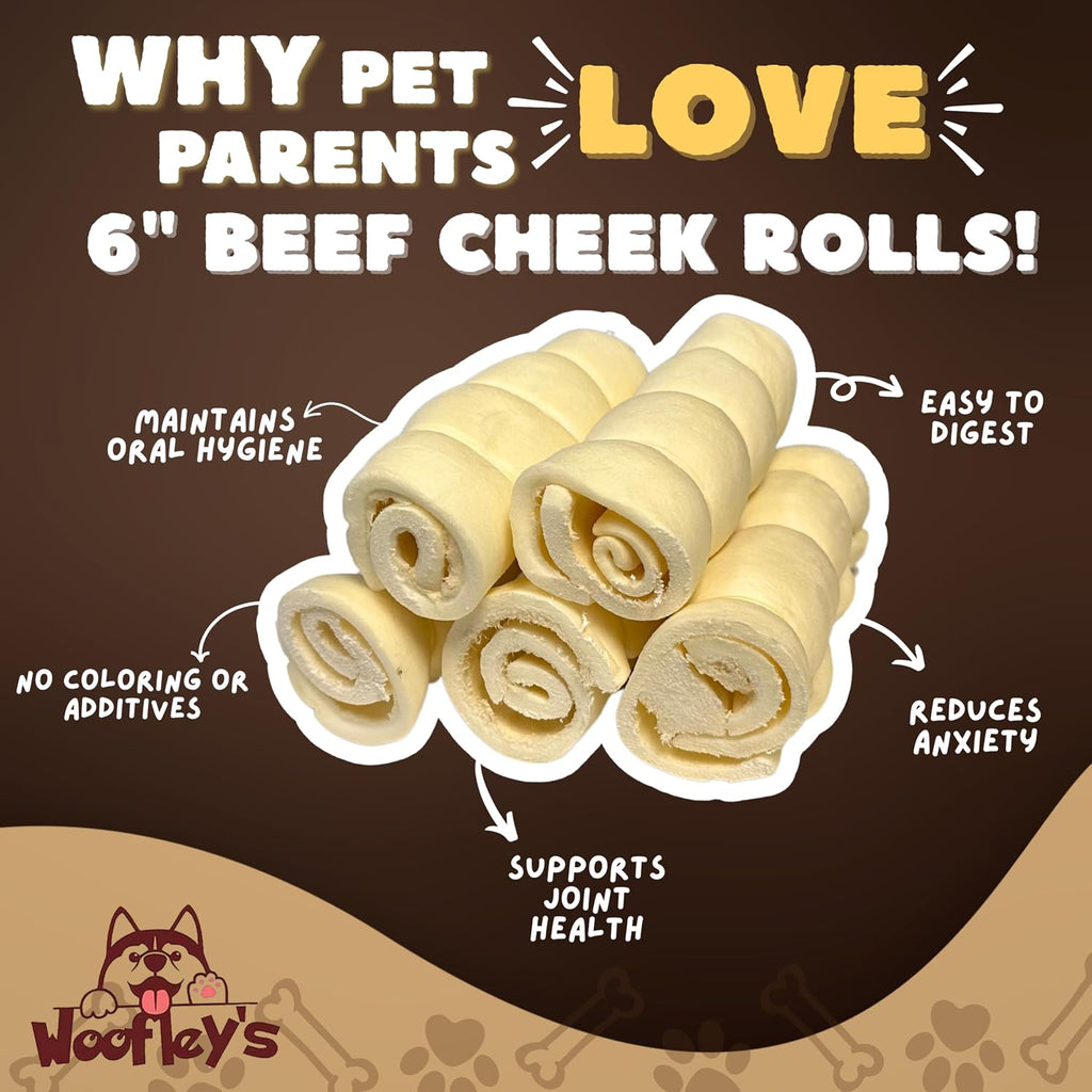 Pack of five long lasting rawhide free natural dog treats by Woofley's