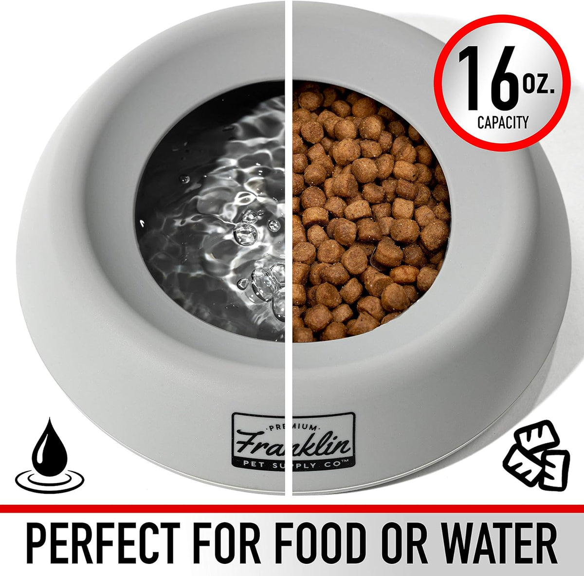 Franklin Sports silicone pet food bowl sixteen ounce capacity angle view