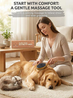 TAKAVU deshedding brush for dogs and cats being used on a short haired pet