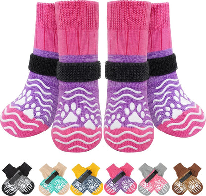 PUPTECK Anti Slip Dog Socks, Shoes with Grippers to Prevent Licking Hardwood Floors Traction, Rubber Boots & Paw Protectors for Small Medium Large Dogs Cold/Hot Pavement, Senior Dogs Booties Khaki - Image 10