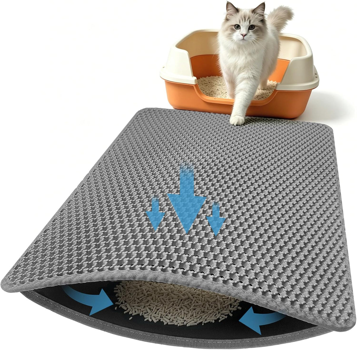 Xuanyaente double layer honeycomb cat litter mat front view grey