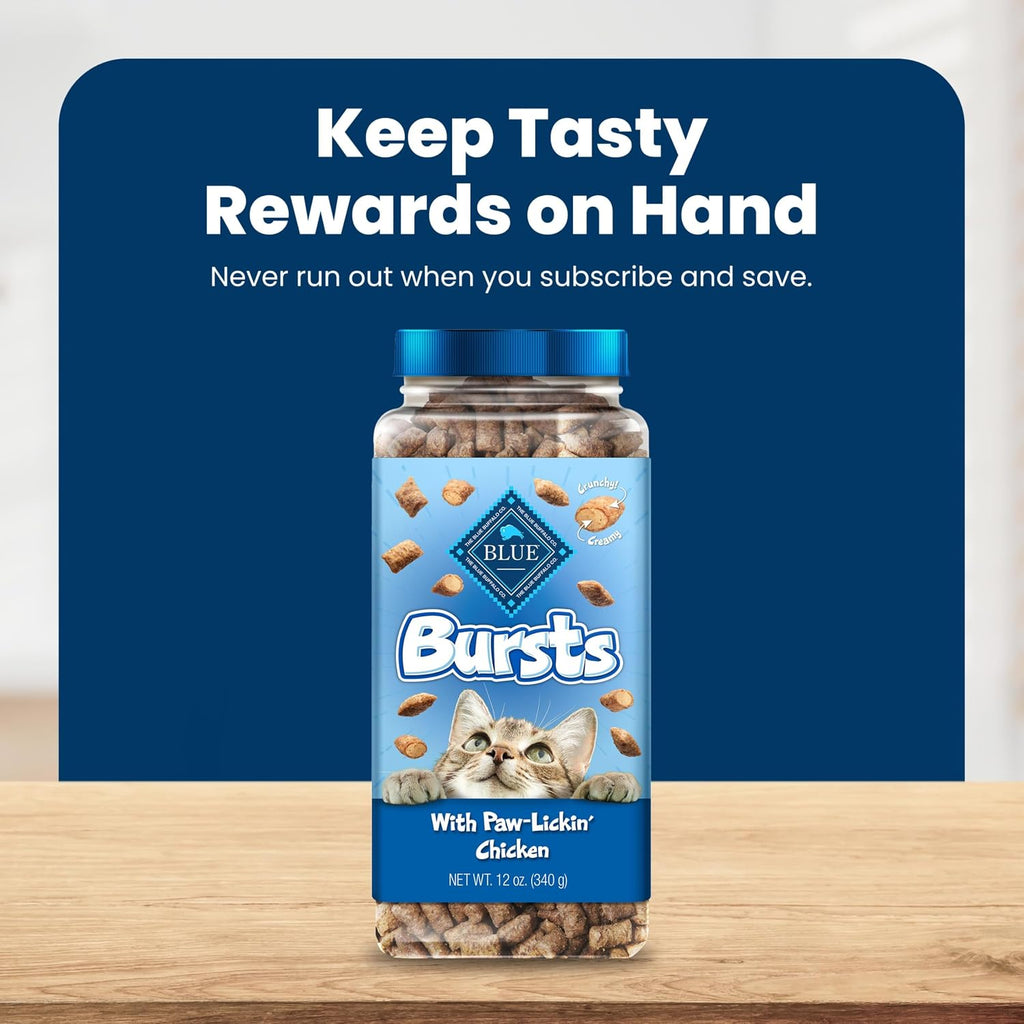 Blue Buffalo Bursts Paw-Lickin' Chicken Crunchy & Creamy Cat Treats, Great for Training, Made with Real Chicken Natural Cat Treats Enhanced with Vitamins, Minerals & Other Nutrients, Tub 12 oz. - Image 10