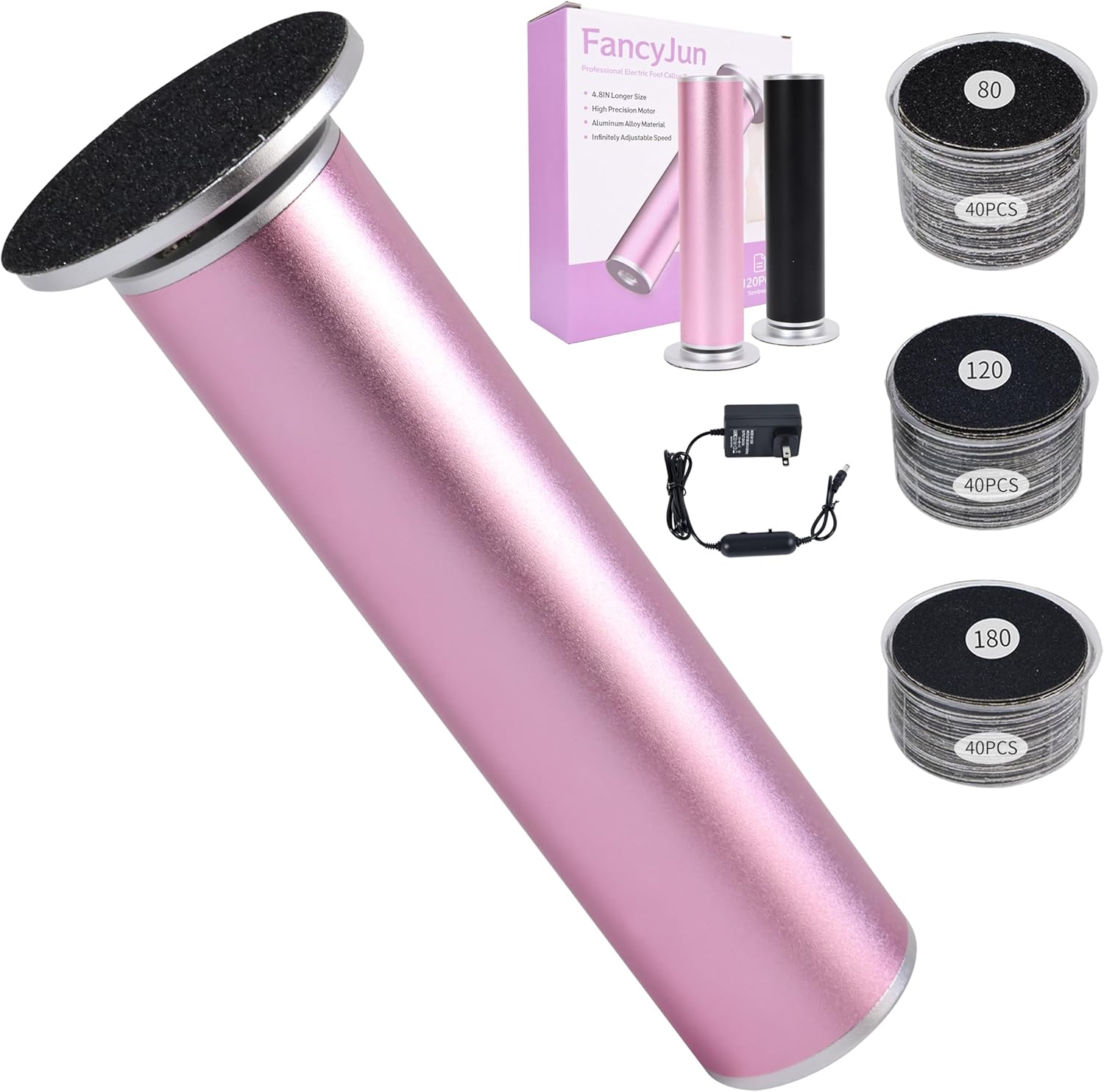 FancyJun electric foot callus remover purple aluminum device front view
