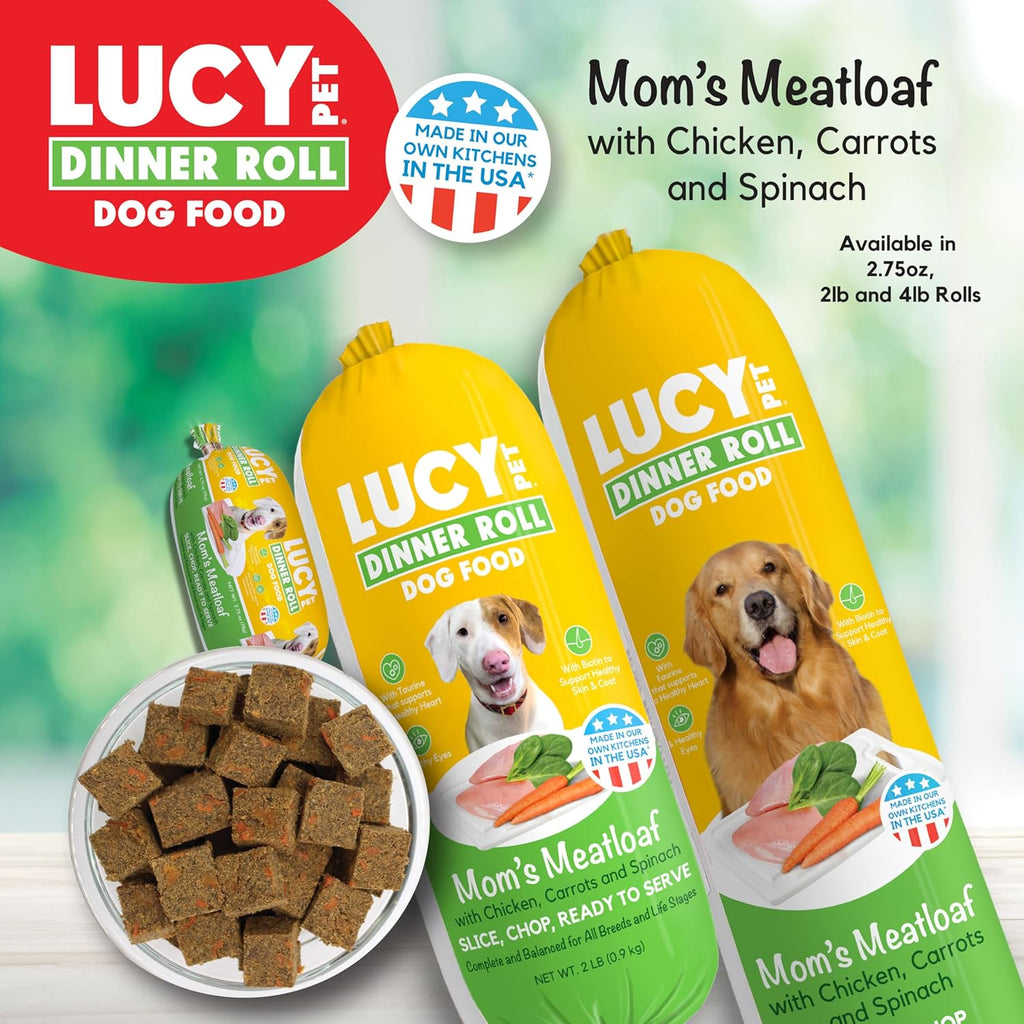 Lucy Pet 4lb meatloaf dog food roll packaging