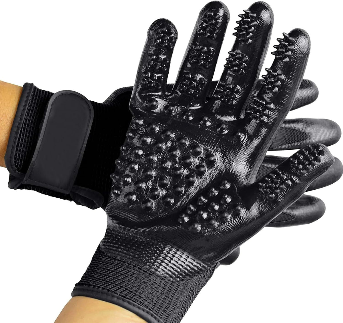 Lumova pet glove used on a cat for deshedding