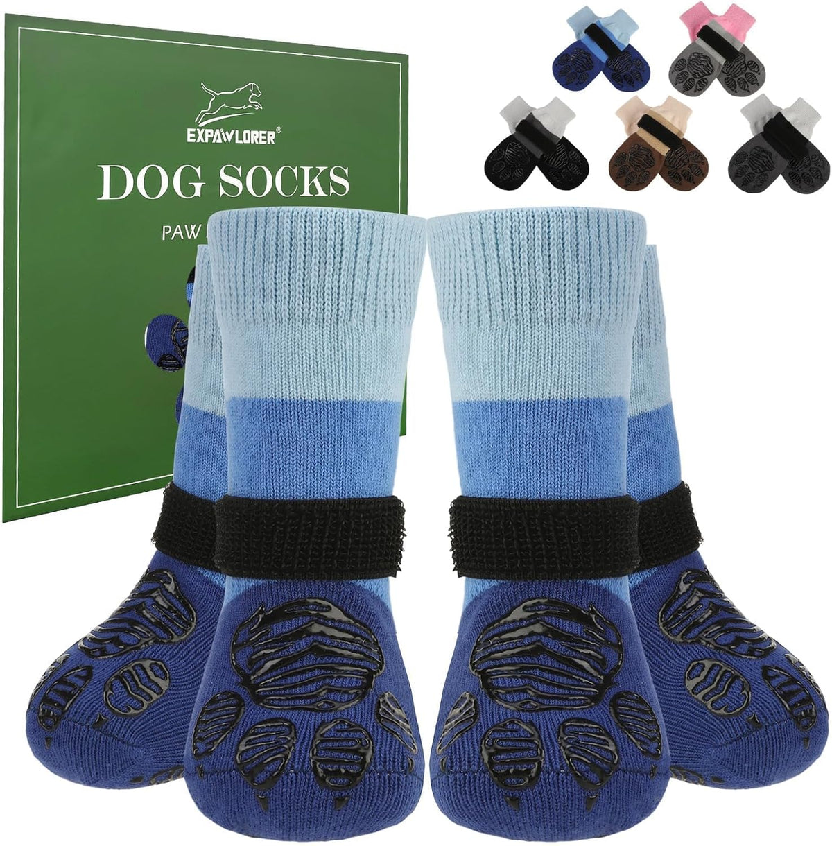 EXPAWLORER Anti Slip Dog Socks to Prevent Licking Paws, Dog Shoes for Hot Pavement Walk, Dog Booties for Hardwood Floors, Dog Boots & Paw Protectors with Grippers for Small Medium Large Senior Dogs M - Image 10