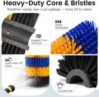Heavy duty post grooming scratch brush showing secure screw mounting points for horses