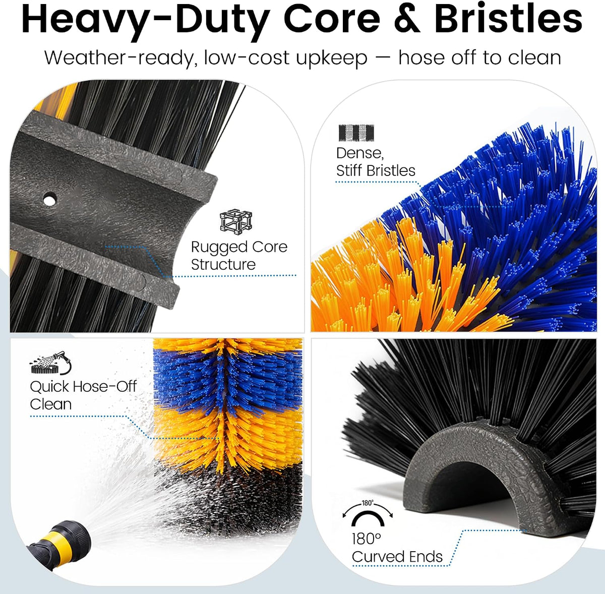 Heavy duty post grooming scratch brush showing secure screw mounting points for horses