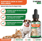 Tobydic natural flea and tick herbal medicine for dogs showing supplement facts label.