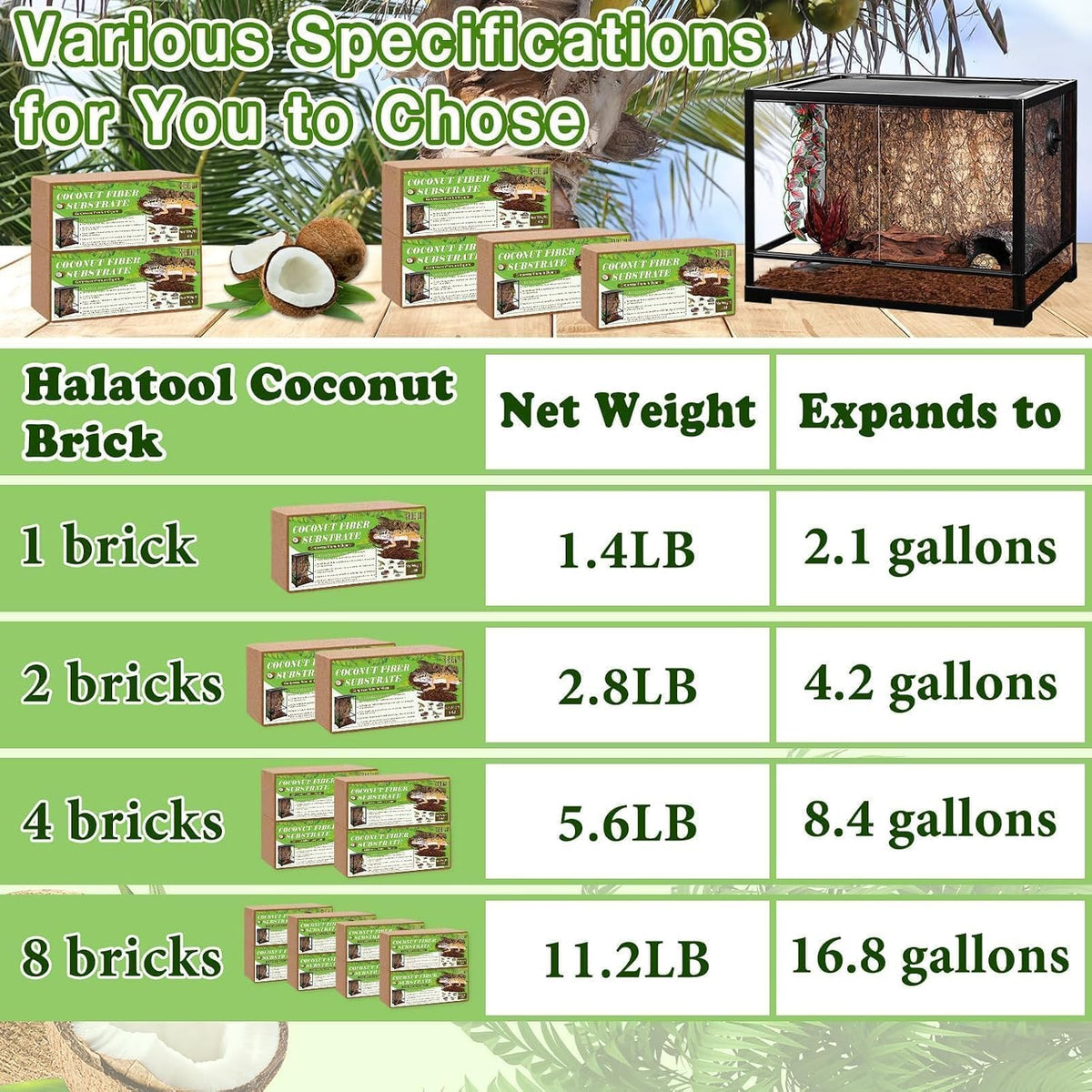 Halatool organic coco coir brick stack