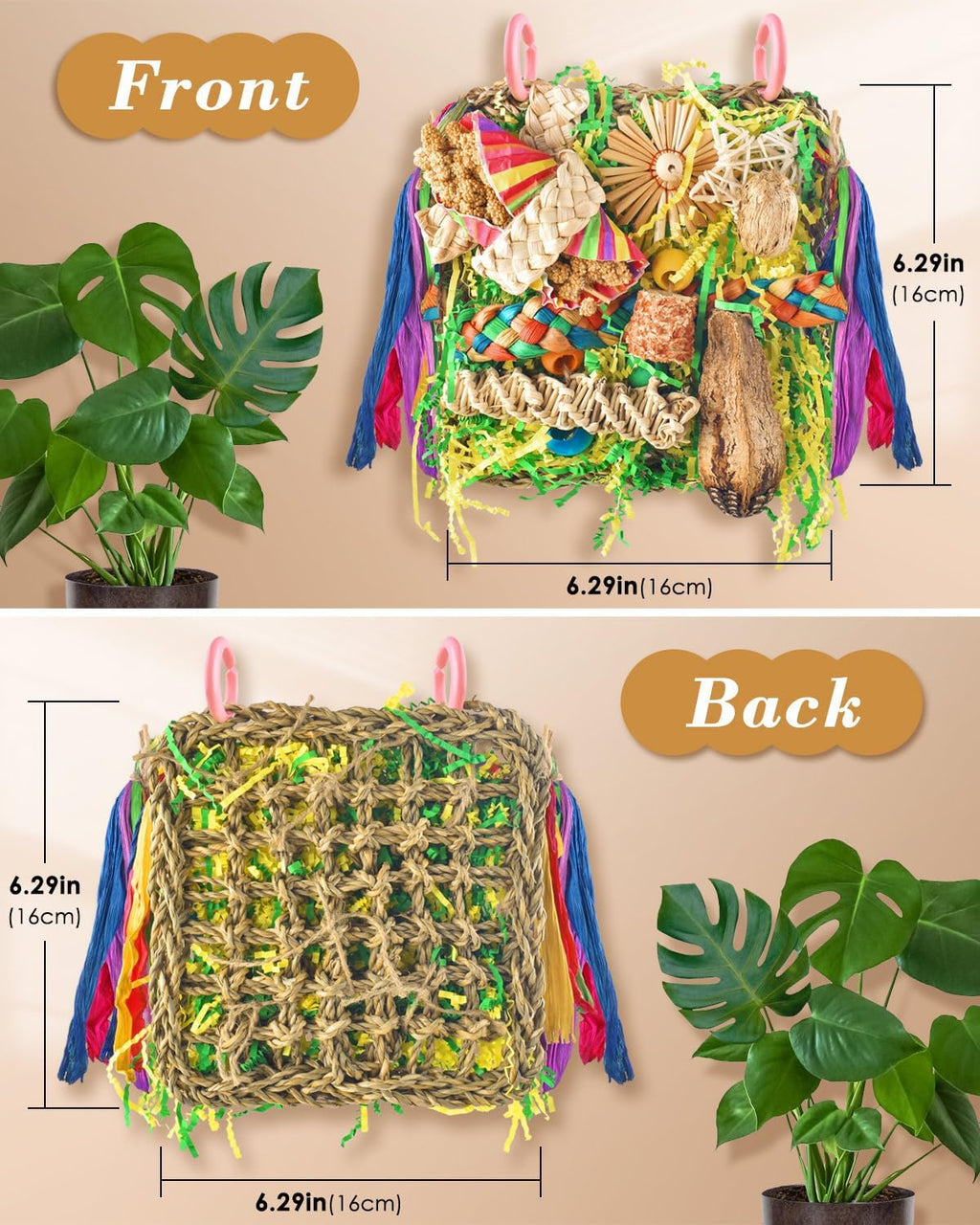 Erkoon bird toy seagrass climbing wall hanging accessory