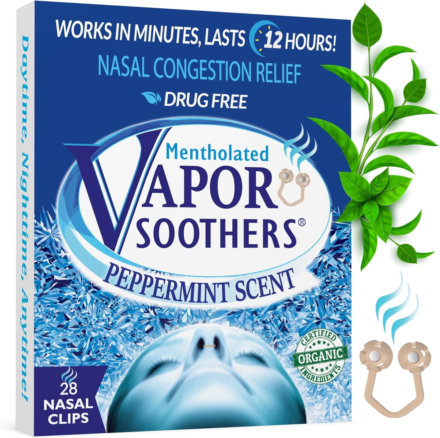 Vapor Soothers Mentholated Nasal Dilators front packaging view for congestion relief.