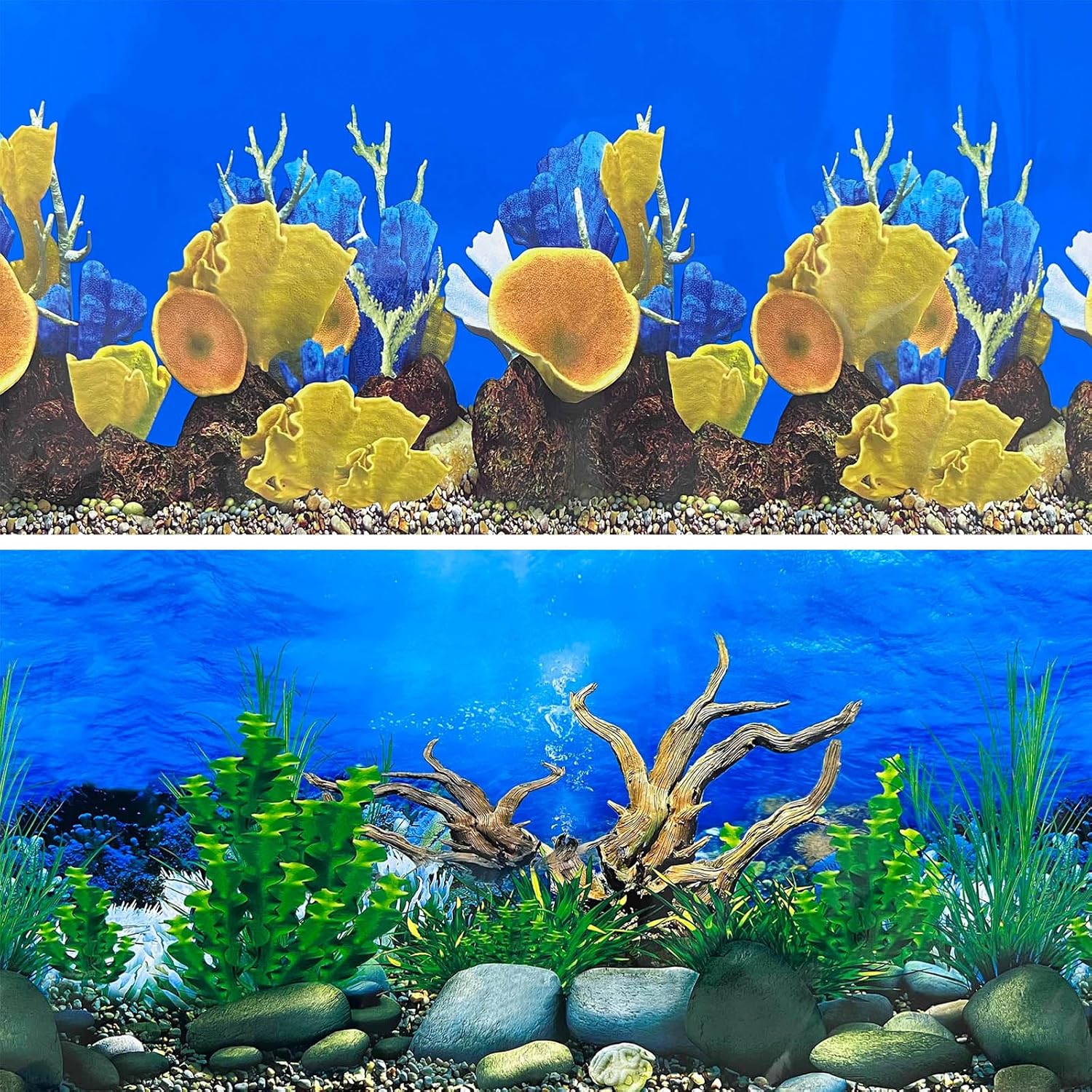 XCNO Fish Backgrounds Paper Double Sides Undersea Aquarium Background Poster Colorful Sea Anemone Fish Tank Background Sticker Decorations 12"x 25" - Image 9