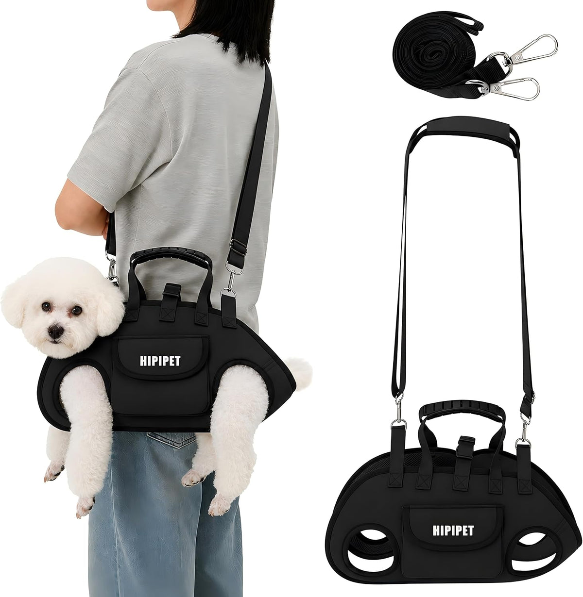 DZ Duozhan Dog Lift Harness for Small Dogs, Full Body Support Sling with Adjustable Handle for Senior Injured Disabled Pets, Hands-Free Shoulder Pet Carrier (Beige, Medium) - Image 7