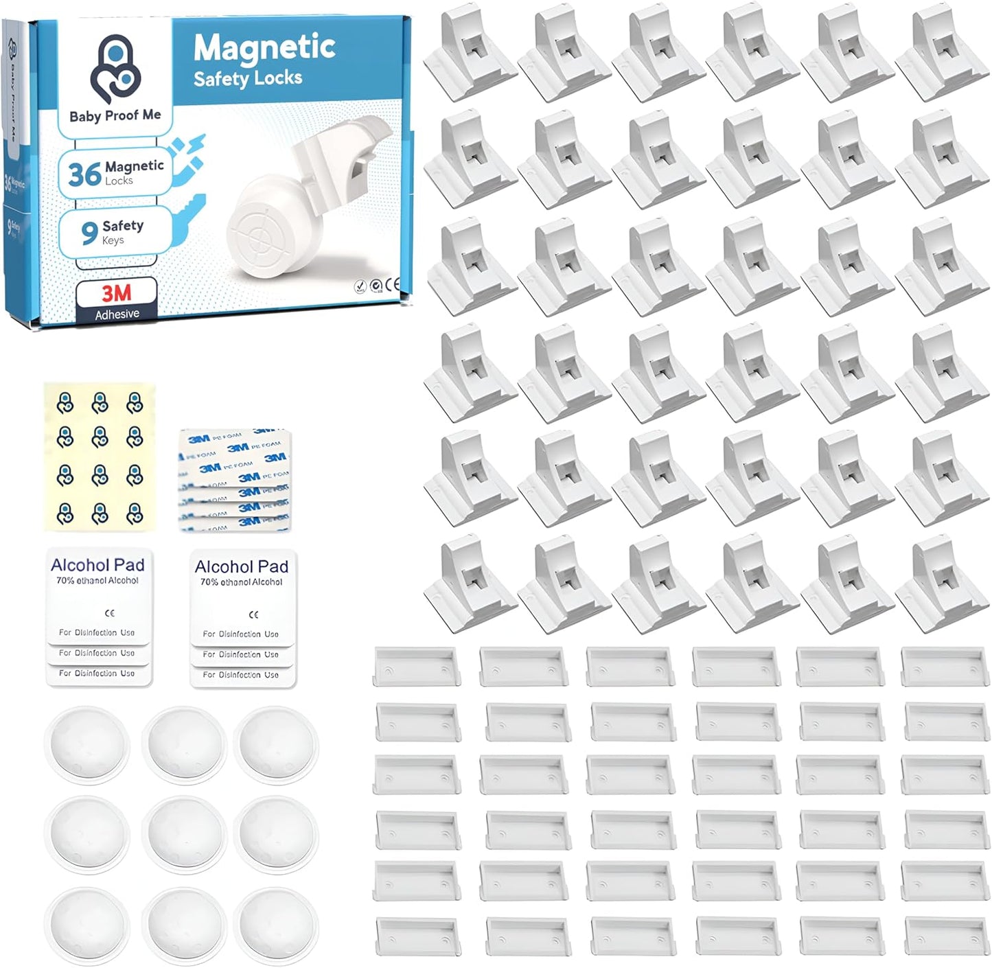 Baby Proof Me 36 Pack Magnetic Cabinet Locks front view