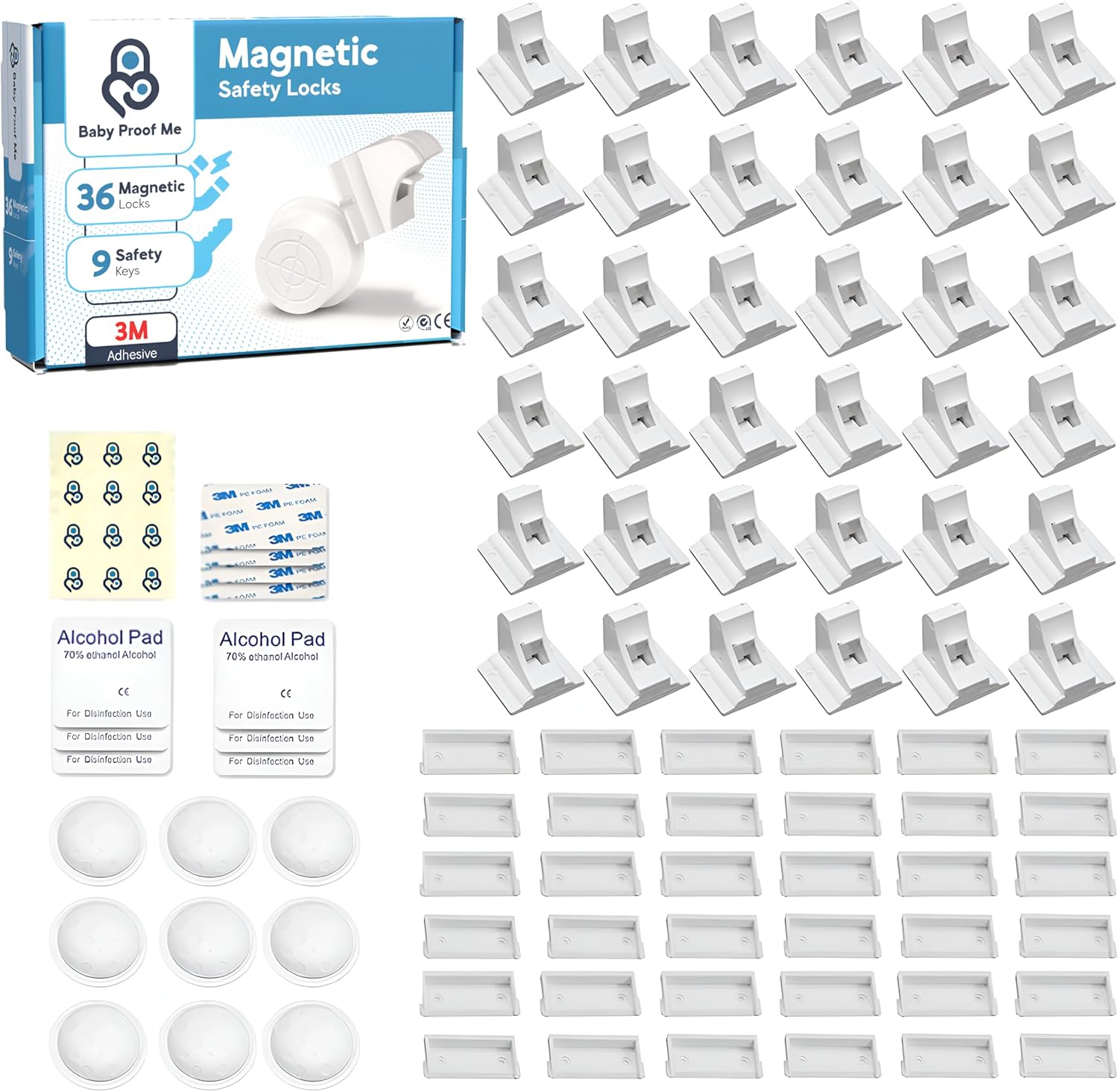 Baby Proof Me 36 Pack Magnetic Cabinet Locks front view