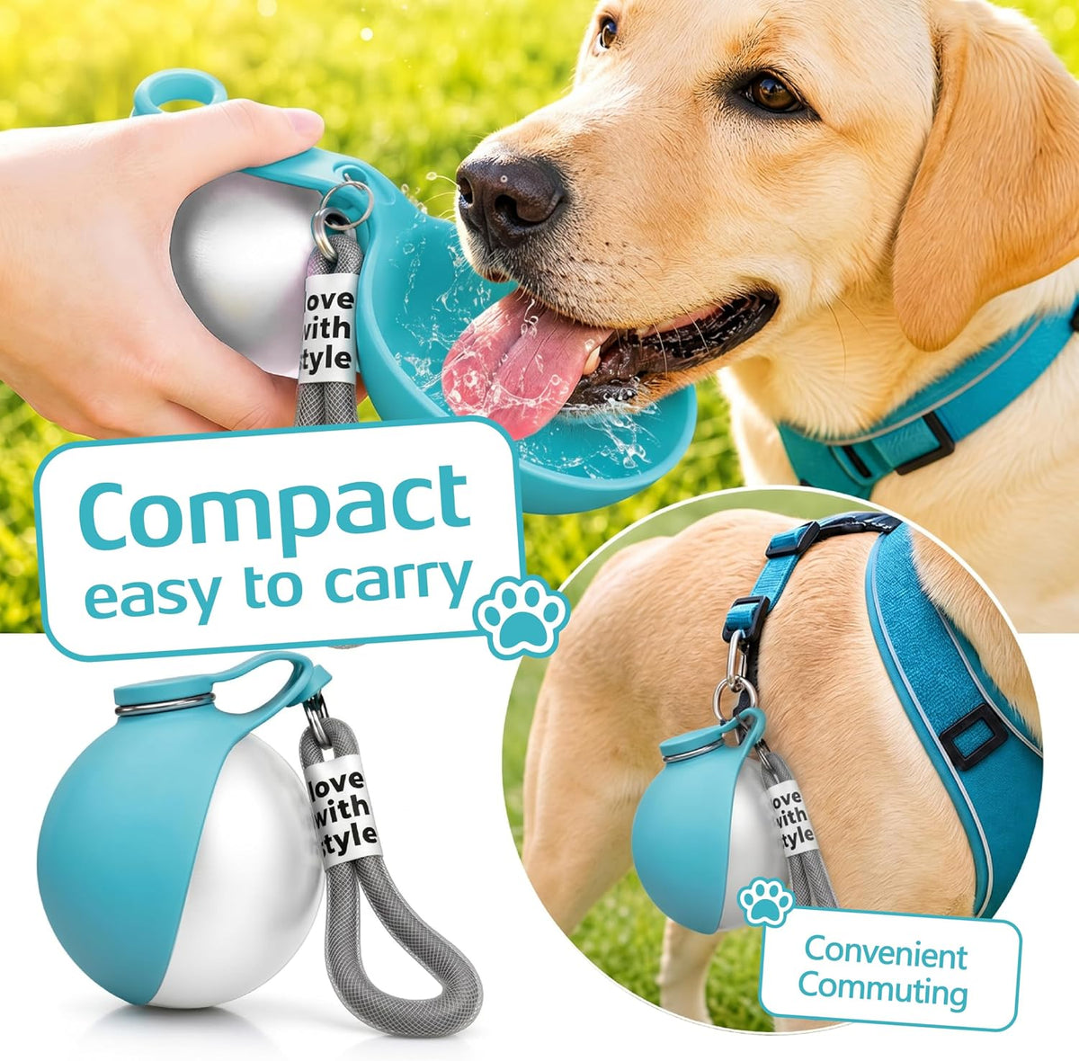 KLINNA ten ounce pet hydration bottle for hiking and travel
