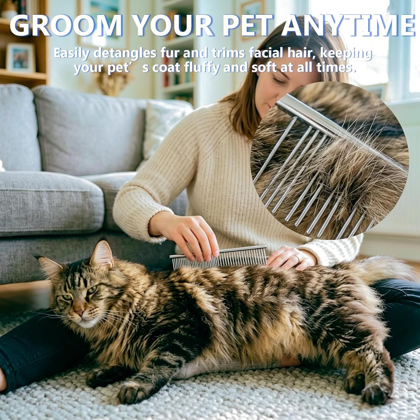 Detailed view of tear stain remover comb for pets