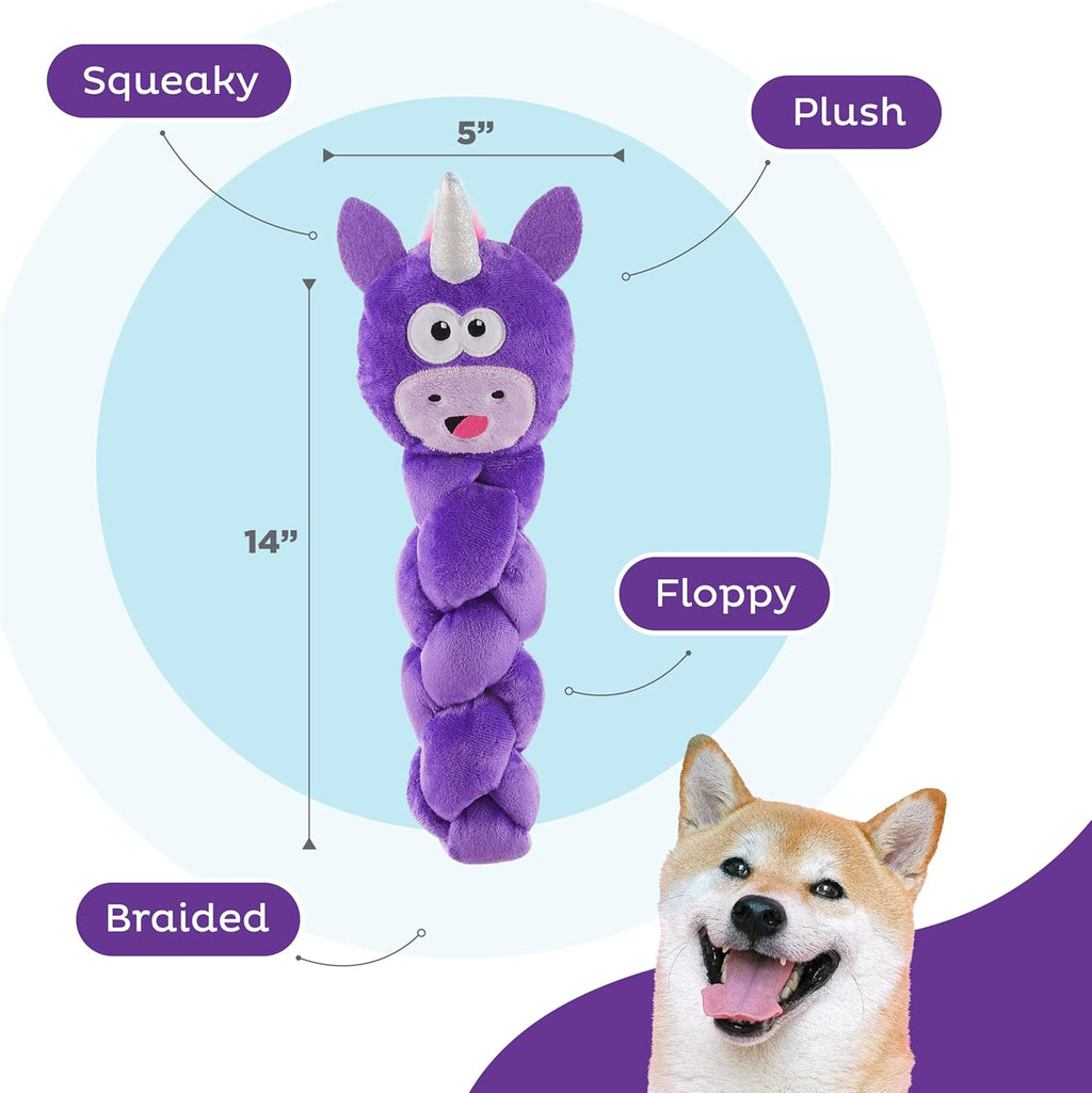 Outward Hound Twistiez unicorn dog toy showing treat hiding pockets