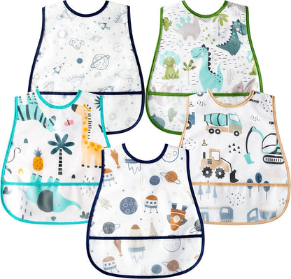 R Horse 5 pieces baby bibs set with crumb catcher pocket front view