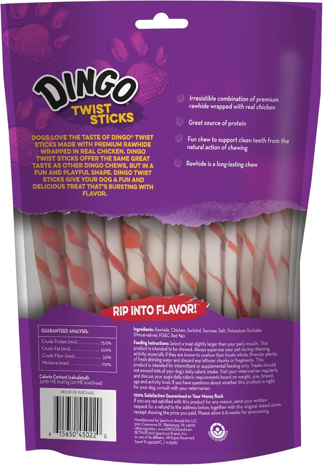 Dingo chicken filled rawhide chews 50 pack for dogs