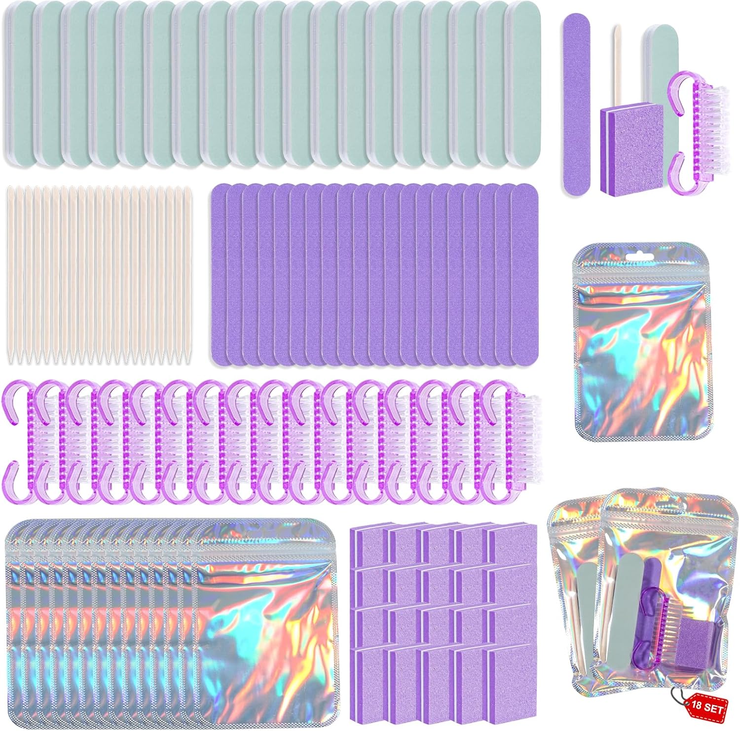Bebbtii professional disposable manicure kit front view purple bag