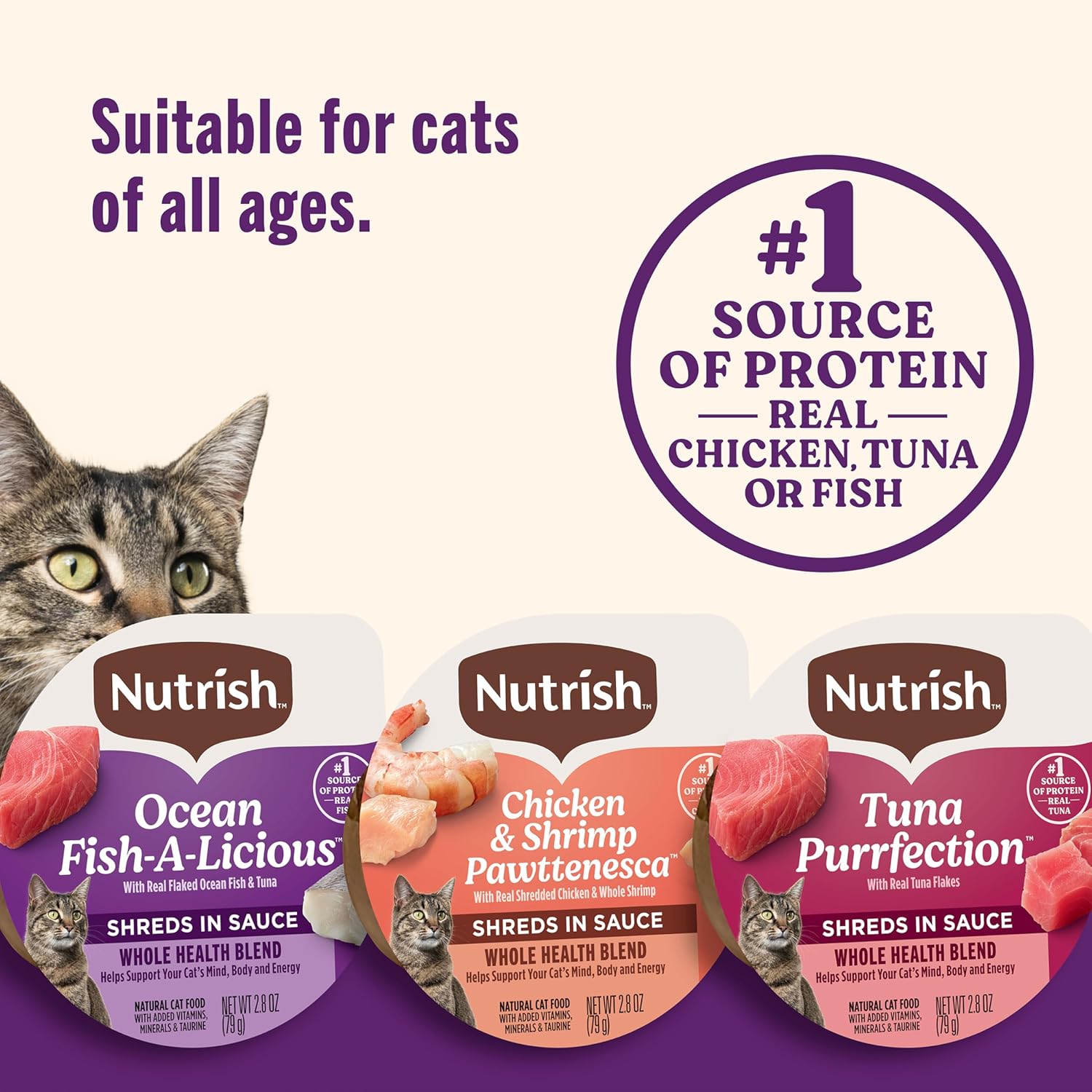 Nutrish Grain Free Ocean Lover's Whole Health Blend Variety Pack Wet Cat Food, 2.8 oz. Cup, 12 Count (Rachael Ray) - Image 9