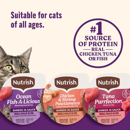 Nutrish Grain Free Ocean Lover's Whole Health Blend Variety Pack Wet Cat Food, 2.8 oz. Cup, 12 Count (Rachael Ray) - Image 9