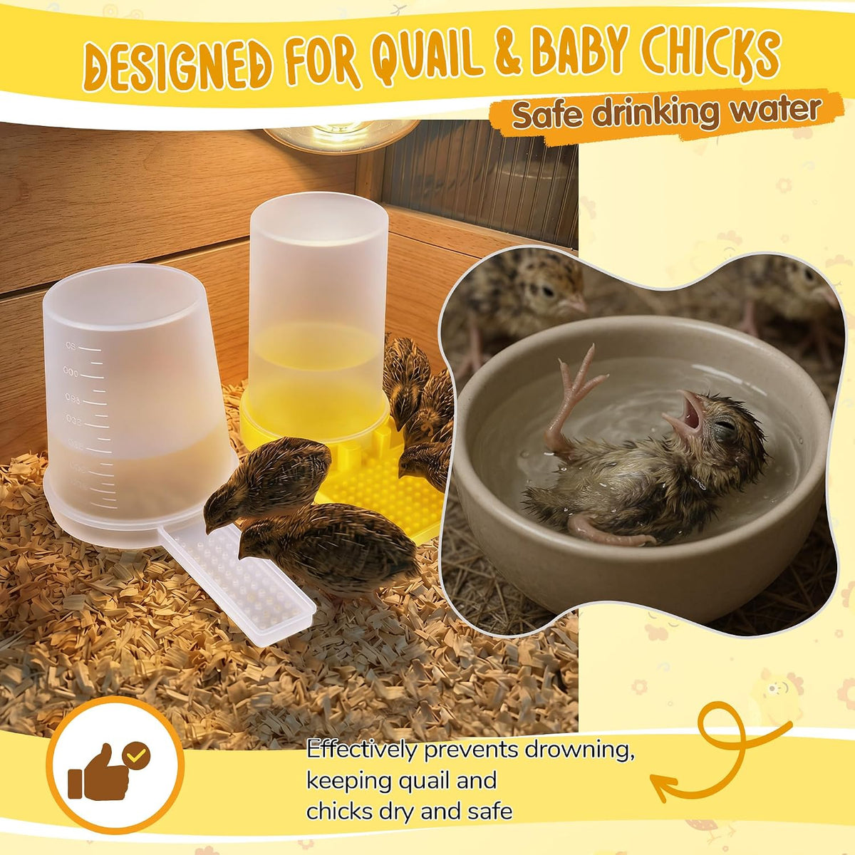 2 Pack Quail Water Feeder, Anti Drowning Design, 400ml - Image 2