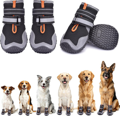 Dimicoo breathable dog shoes front view for summer pavement protection.