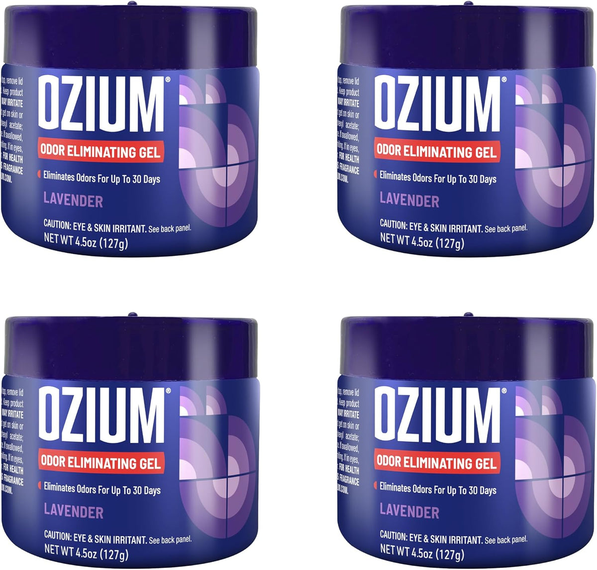 Ozium Odor Eliminating Gel Lavender front view packaging for air sanitizing
