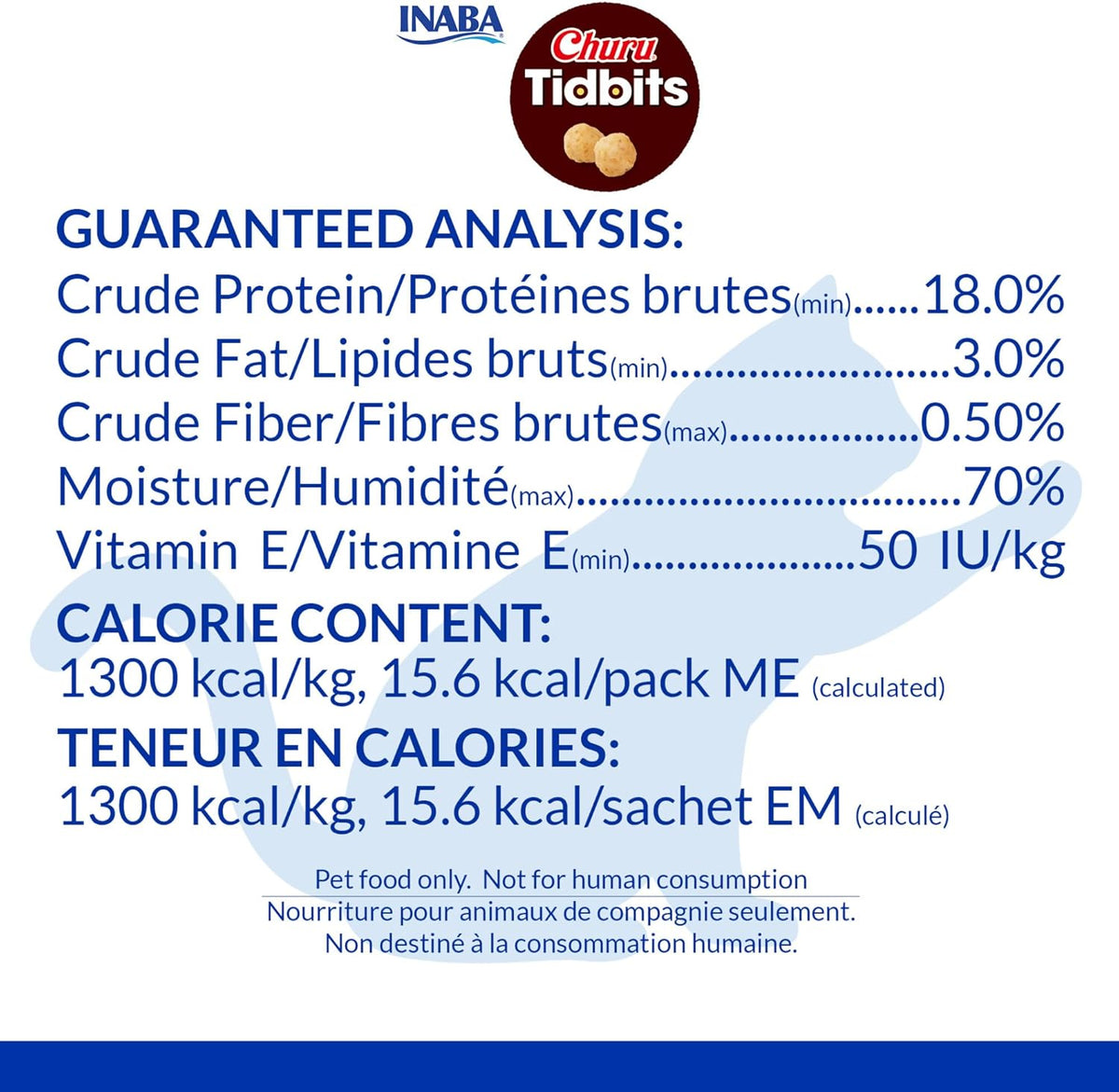 Inaba Churu Tidbits tuna and salmon recipe ingredients label