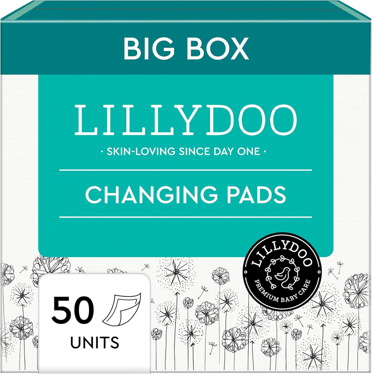 Lillydoo disposable baby changing pads front view package