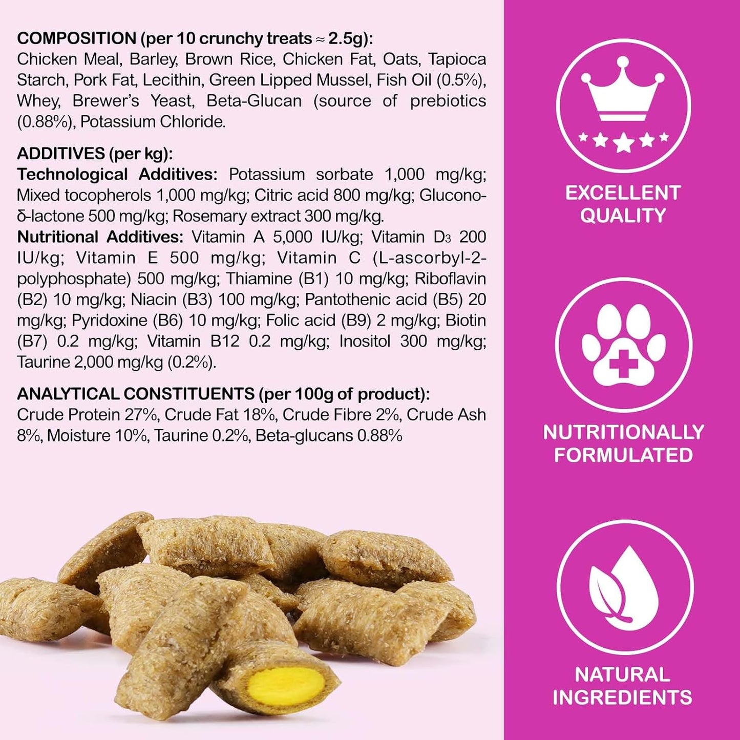 Uocasi thirty day supply of feline wellness treats with essential nutrients.