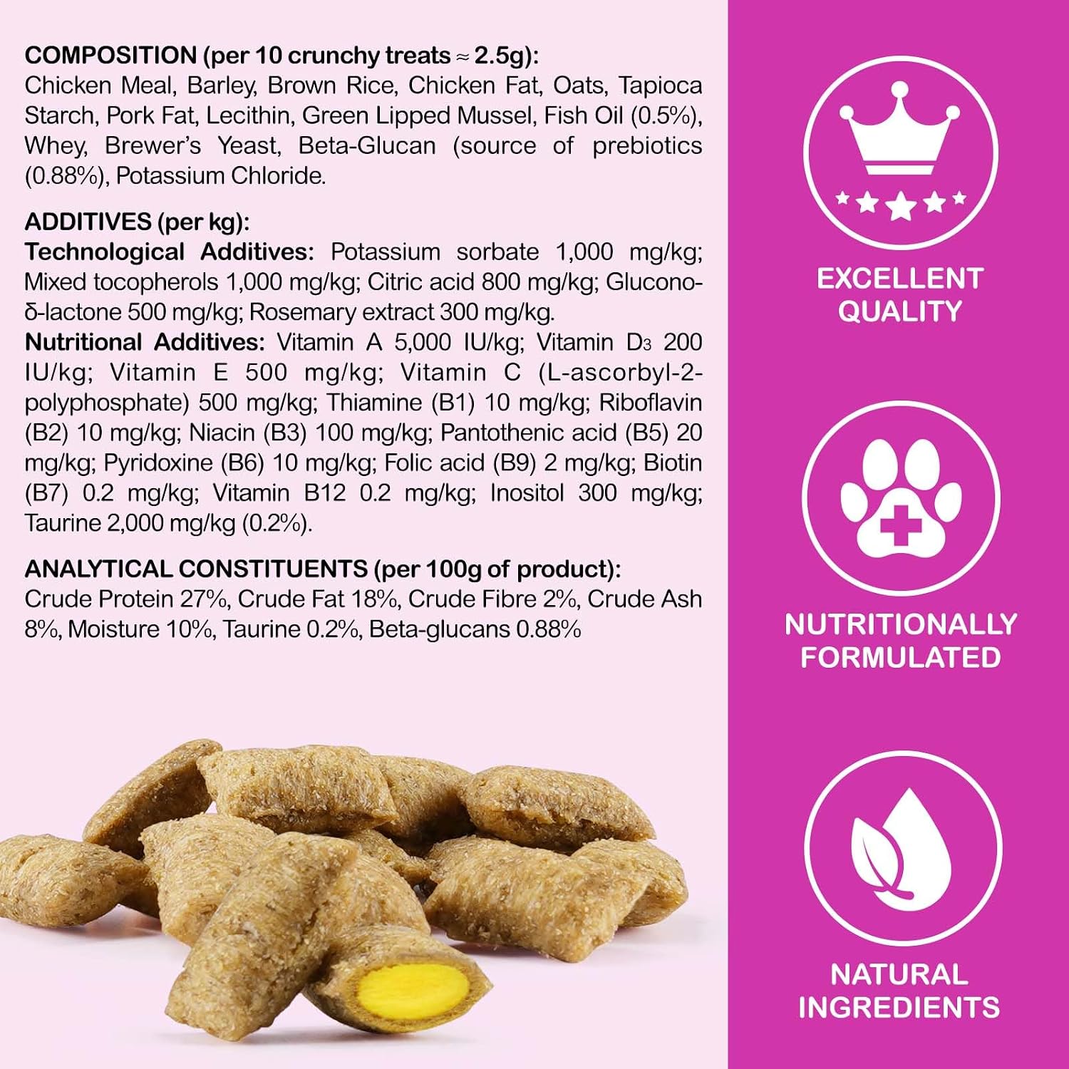 Uocasi thirty day supply of feline wellness treats with essential nutrients.