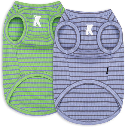 Koneseve Dog Shirt Vest Lightweight Stretchy Dog T-Shirts Soft Cool Shirts Sleeveless Stripe Vests Breathable Clothes for Puppy Kitty Cats Small Medium Large Dogs 2 Pack Pink + Green [ L/Large ] - Image 10