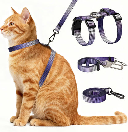 Cat Harness and Leash Set, 3-in-1 Escape Proof Adjustable, Comfortable Soft Lightweight, Safe, Easy to Wear, Walking Travel Kitten Harness for Small Medium Cats Black - Image 9