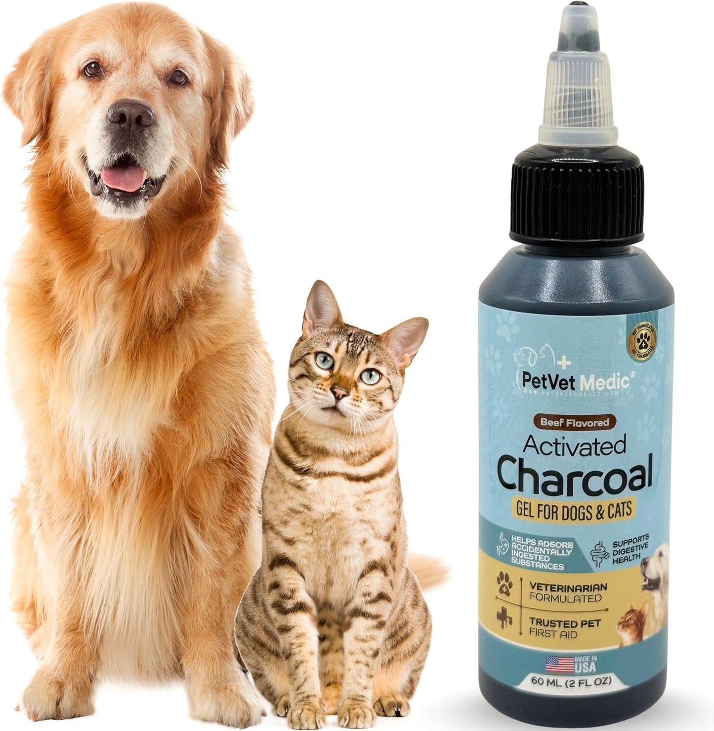 PetVet Medic Flavored Activated Charcoal Gel bottle front view